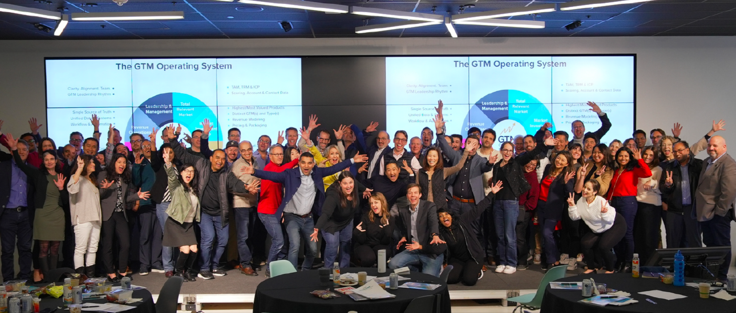 Sangram Vajre, Bryan Brown, and hundreds of executives in a live GTM Operating System workshop
